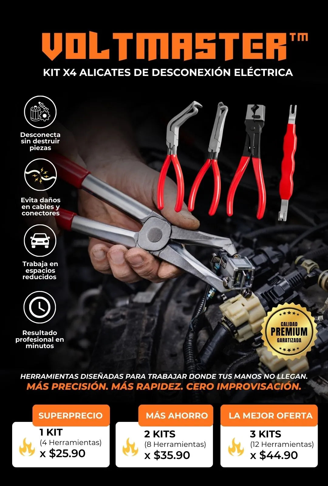 VoltMaster™ - Kit x4 alicates desconexión eléctrica