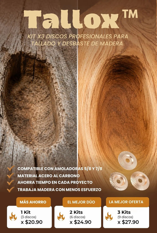Tallox™ - Set x3 discos diamantados para tallado y desbaste de maderas