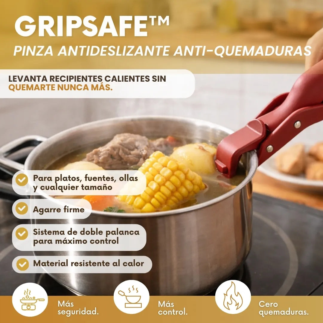 GripSafe™ - Pinza antideslizante anti quemaduras de silicona - Pack x 3