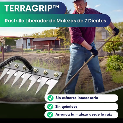 TerraGrip™ - Rastrillo Liberador de Malezas 7 Dientes