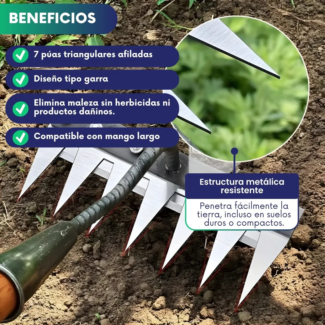 TerraGrip™ - Rastrillo Liberador de Malezas 7 Dientes