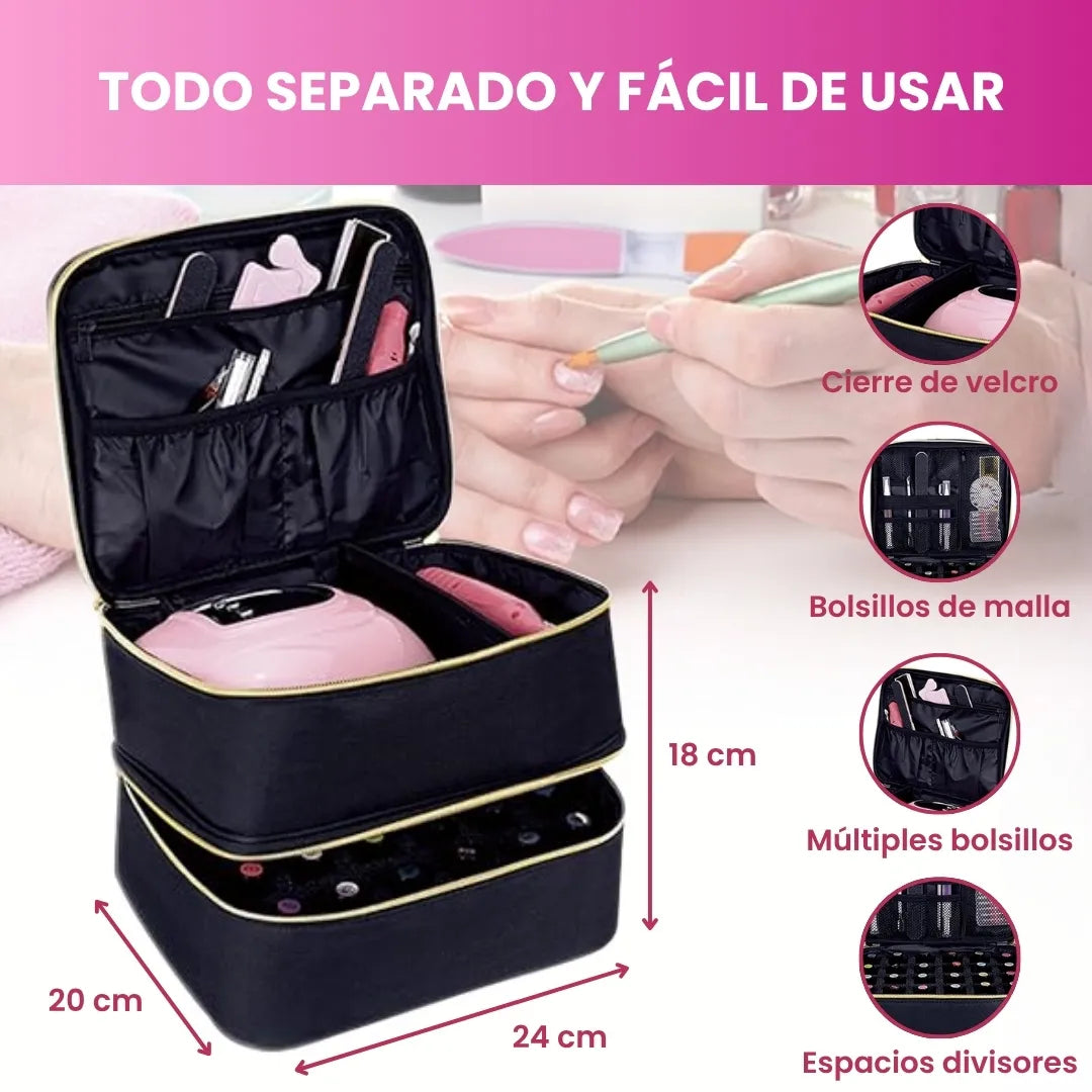 NoirAtelier™ - Estuche organizador para esmalte de uñas doble piso