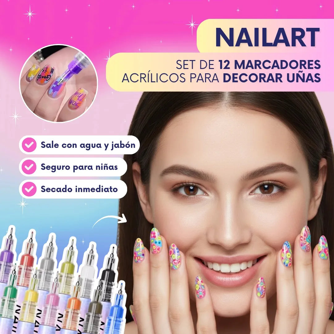NailArt™ - Set de 12 marcadores acrílicos para decorar uñas