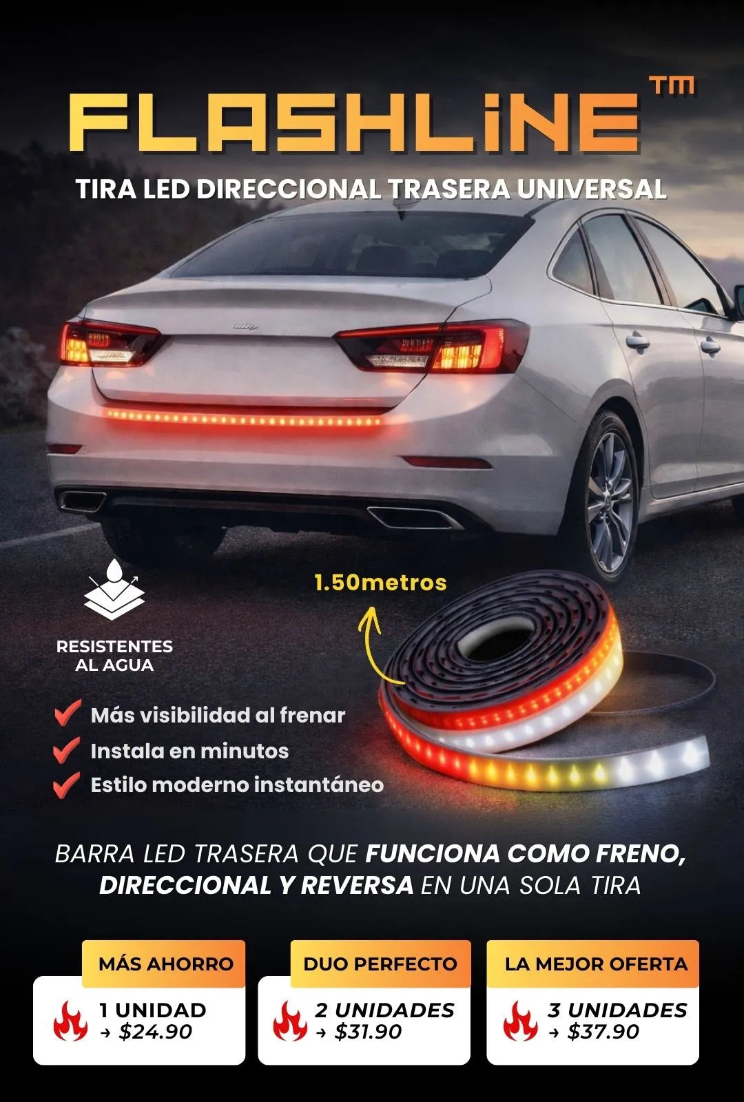 FlashLine™ - Tira LED direccional trasera universal - 1.50metros